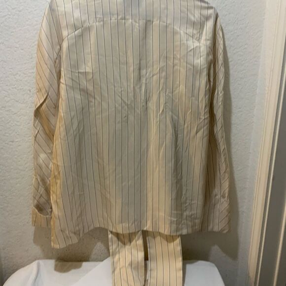 Mark Kenly Domino 100% linen Tan Striped/Top, Size 40 - Picture 7 of 10
